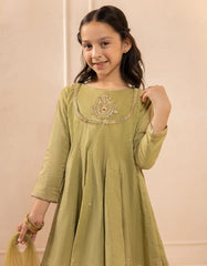 GREEN LAWN SILK EMBROIDERED 3PC STITCHED