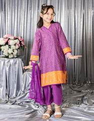 PURPLE LAWN PRINTED 3PC STITCHED