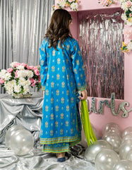 BLUE LAWN PRINTED 3PC STITCHED