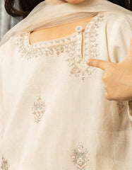 IVORY DOBBY EMBROIDERED 3PC STITCHED