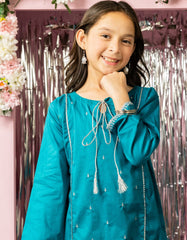 BLUE ORGANZA EMBROIDERED 3PC STITCHED