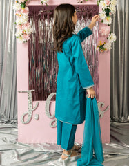 BLUE ORGANZA EMBROIDERED 3PC STITCHED