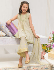 GREEN DOBBY EMBROIDERED 3PC STITCHED