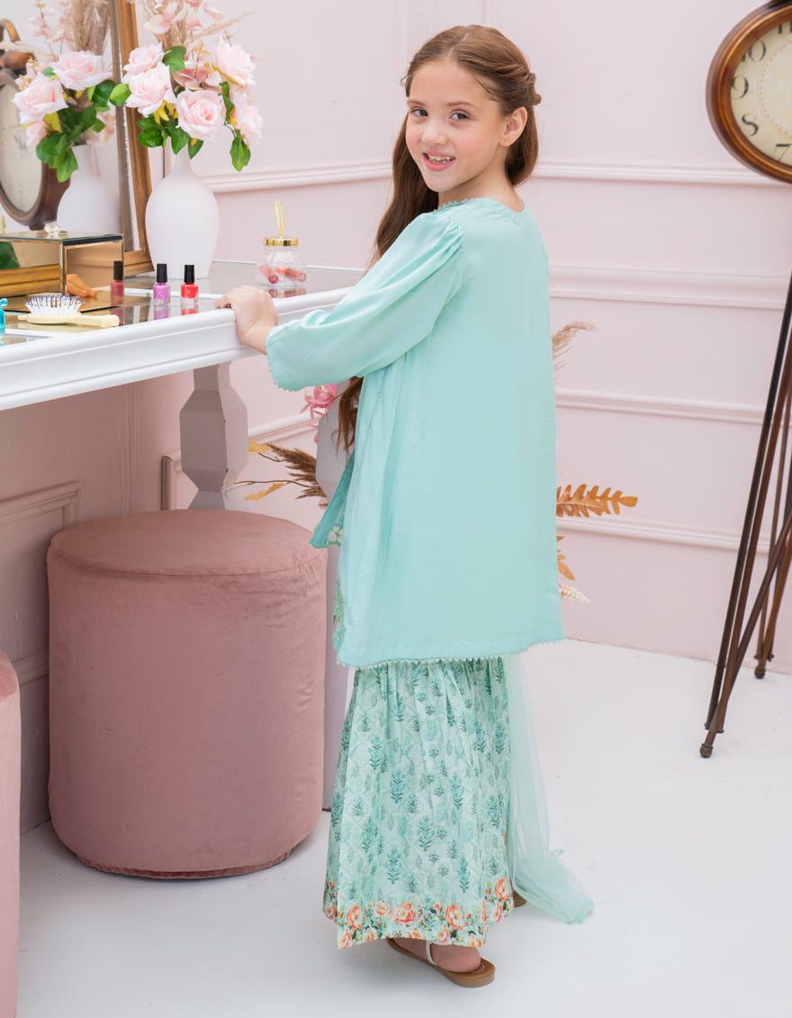 GREEN SILK EMBROIDERED 3PC STITCHED
