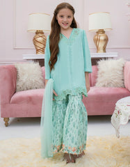 GREEN SILK EMBROIDERED 3PC STITCHED