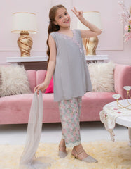 GREY SILK EMBROIDERED 3PC STITCHED