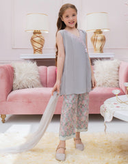 GREY SILK EMBROIDERED 3PC STITCHED
