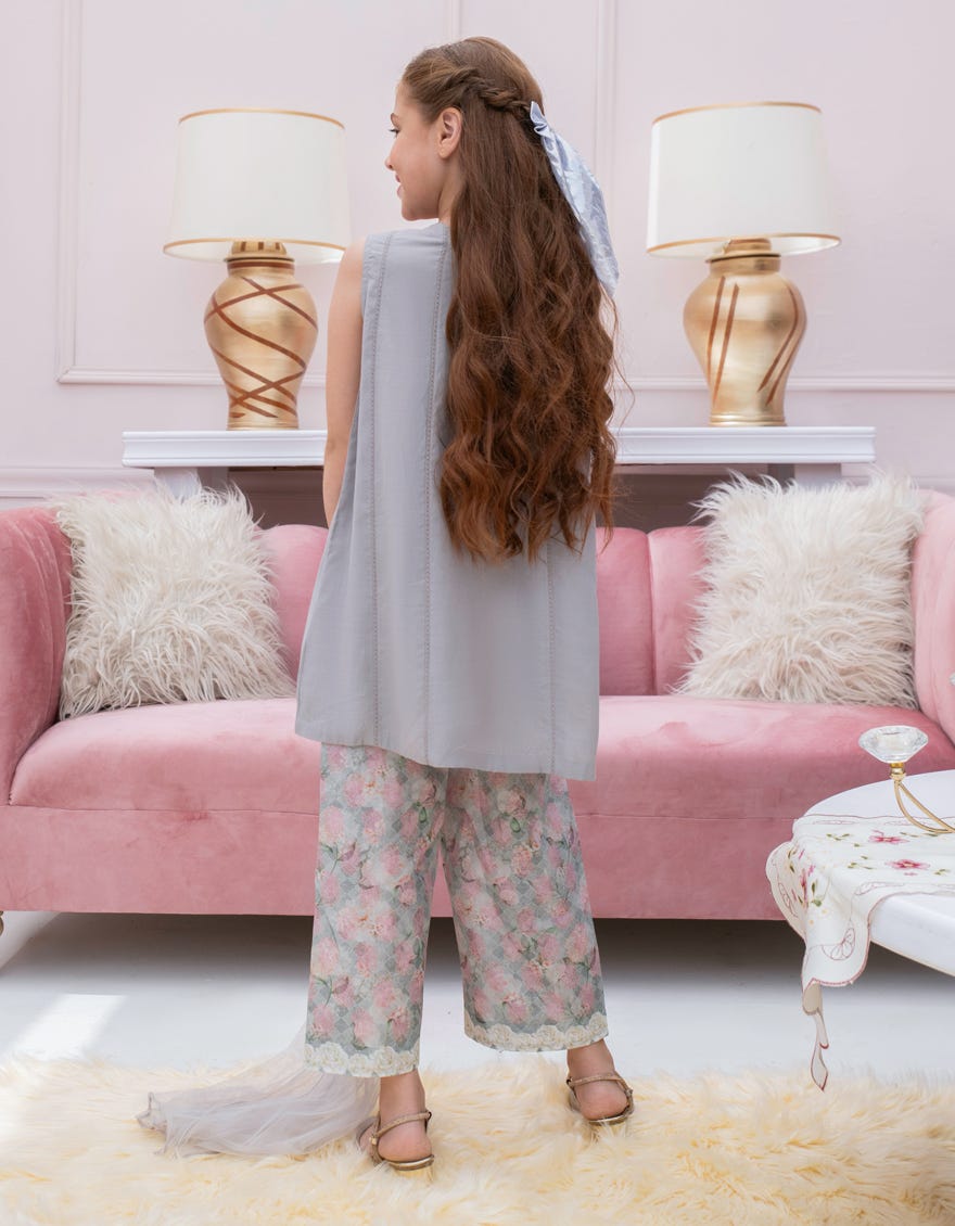 GREY SILK EMBROIDERED 3PC STITCHED