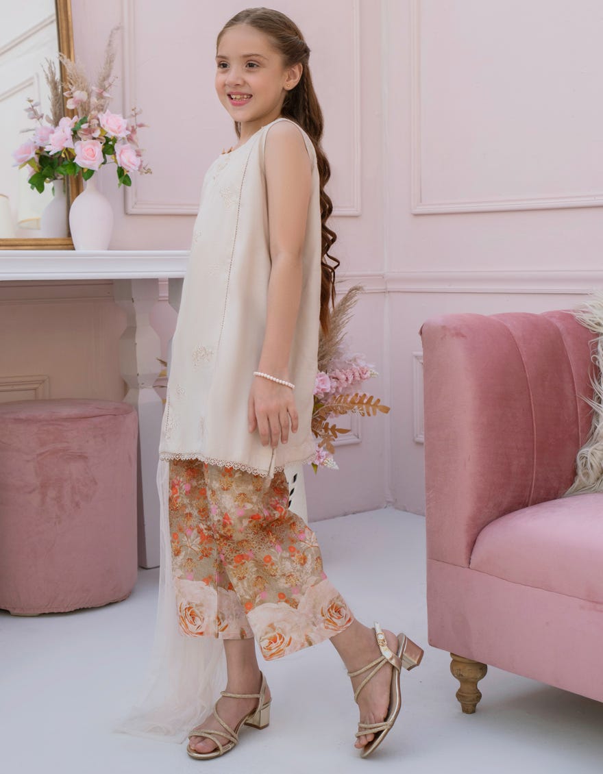 OFF WHITE ORGANZA EMBROIDERED 3PC STITCHED