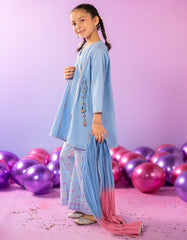 BLUE LAWN SILK EMBROIDERED 3PC STITCHED