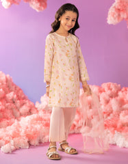 PEACH LAWN EMBOSSED 3PC STITCHED