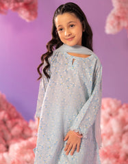 BLUE LAWN EMBOSSED 3PC STITCHED