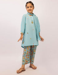 BLUE LAWN EMBROIDERED STITCHED 3PC