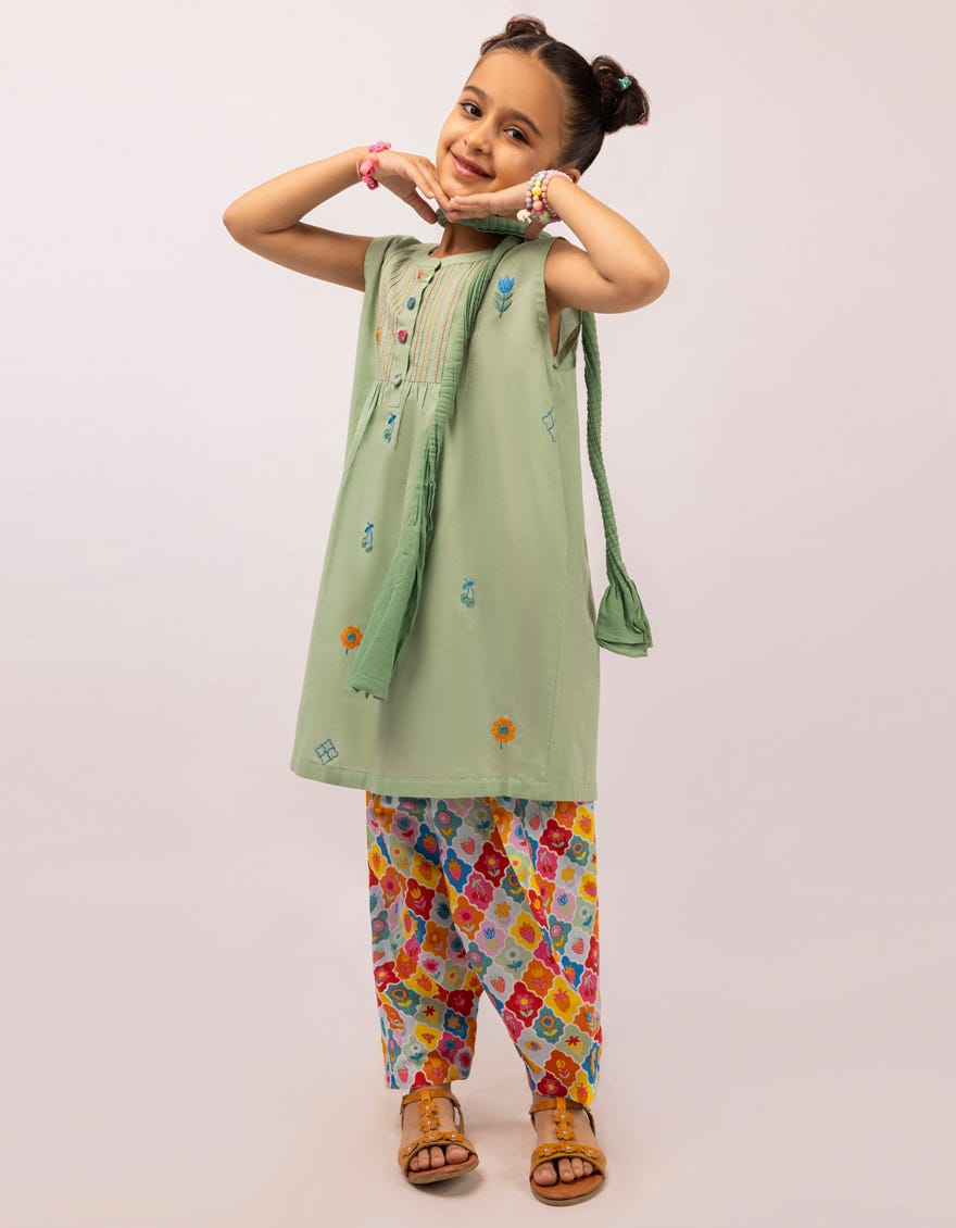 GREEN LAWN EMBROIDERED STITCHED 3PC
