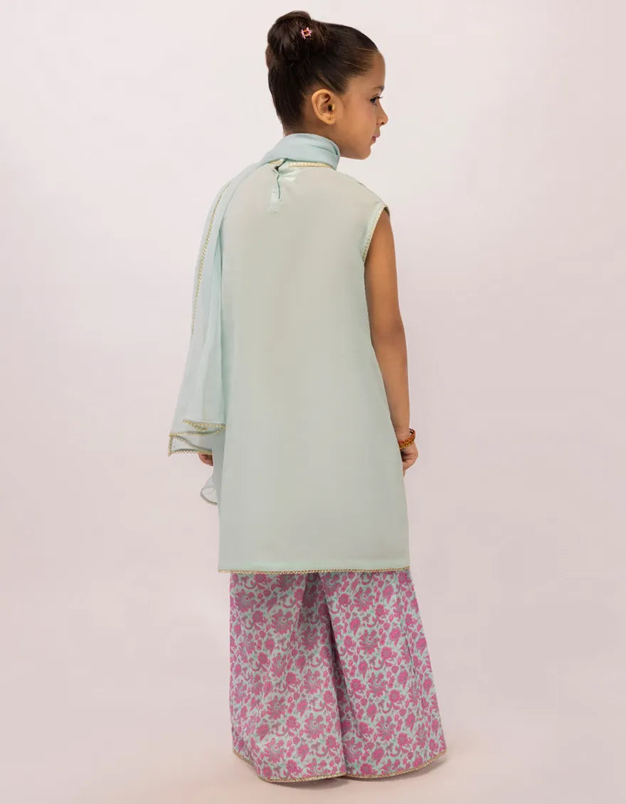 BLUE LAWN EMBROIDERED STITCHED 3PC