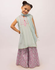 BLUE LAWN EMBROIDERED STITCHED 3PC