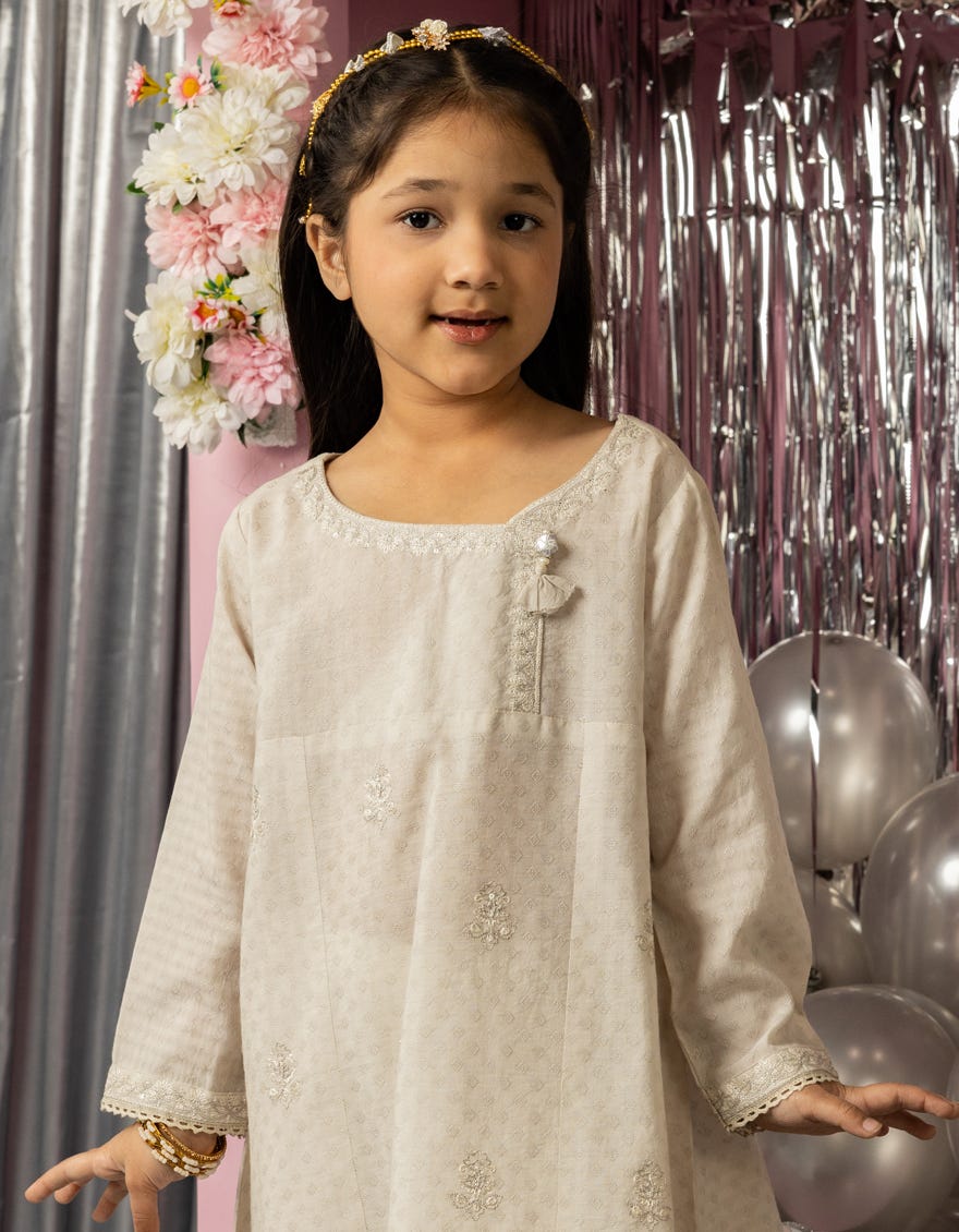 GREY DOBBY EMBROIDERED KURTI