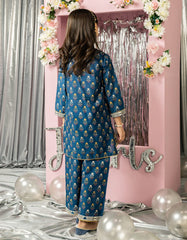 BLUE LAWN PRINTED 2PC STITCHED