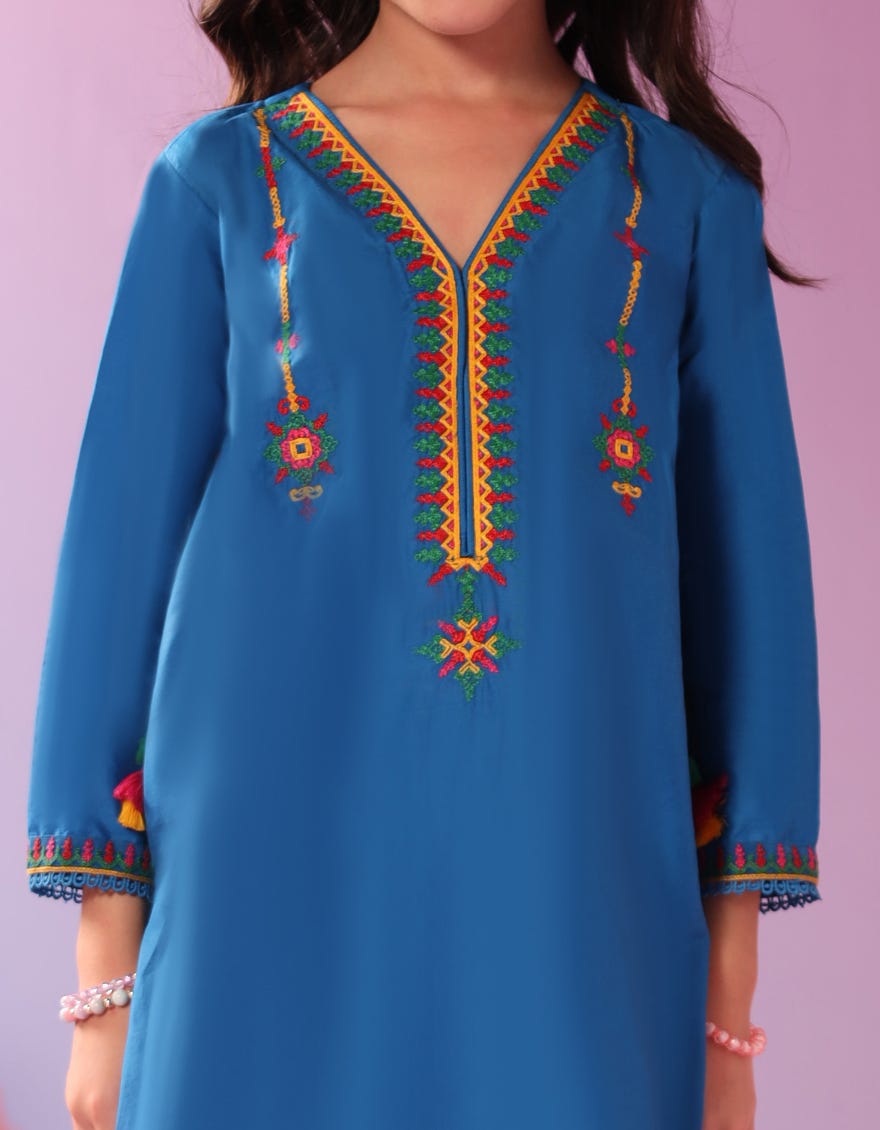 BLUE LAWN EMBROIDERED 2PC STITCHED