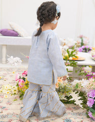 BLUE DOBBY EMBROIDERED 2PC STITCHED