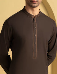 DARK GREEN COTTON SEMI-FORMAL KAMEEZ SHALWAR