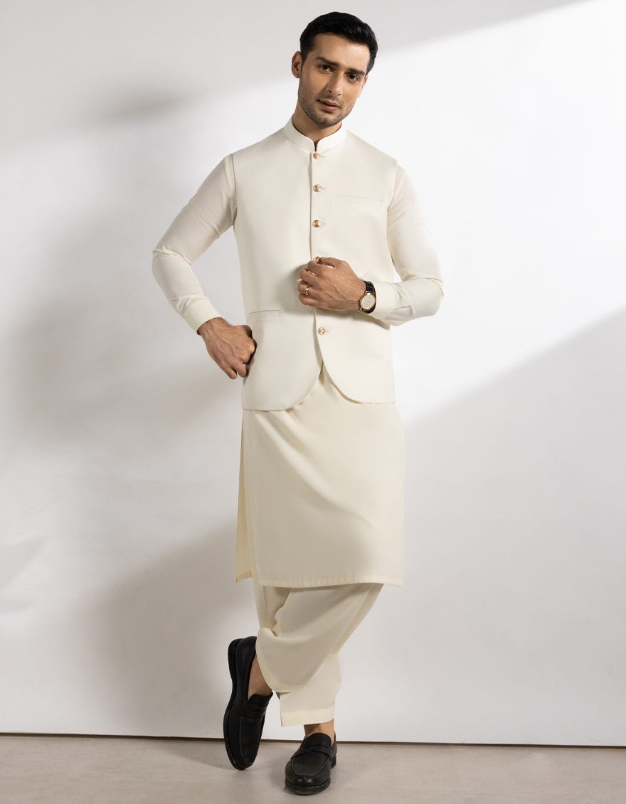 CREAM SUITING WAISTCOAT