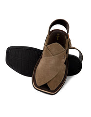 ASH GREY LEATHER PESHAWARI SANDALS
