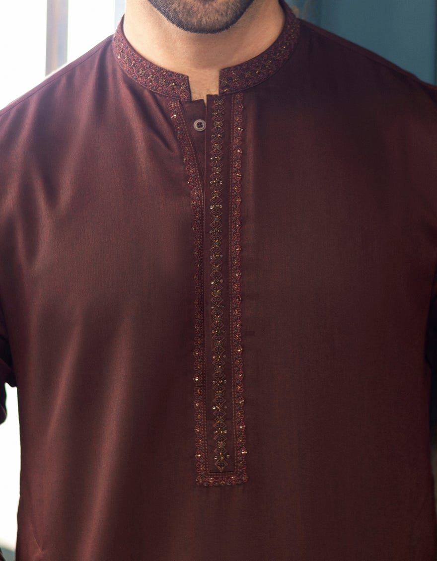MAROON BLENDED KURTA | JJK-S-32550