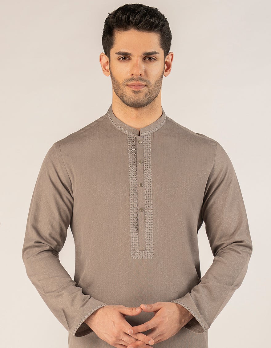 DULL BROWN BLENDED SEMI-FORMAL KURTA