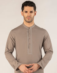 DULL BROWN BLENDED SEMI-FORMAL KURTA