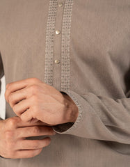 DULL BROWN BLENDED SEMI-FORMAL KURTA