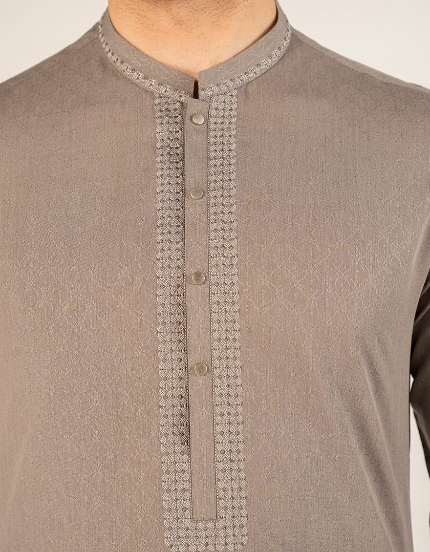 DULL BROWN BLENDED SEMI-FORMAL KURTA
