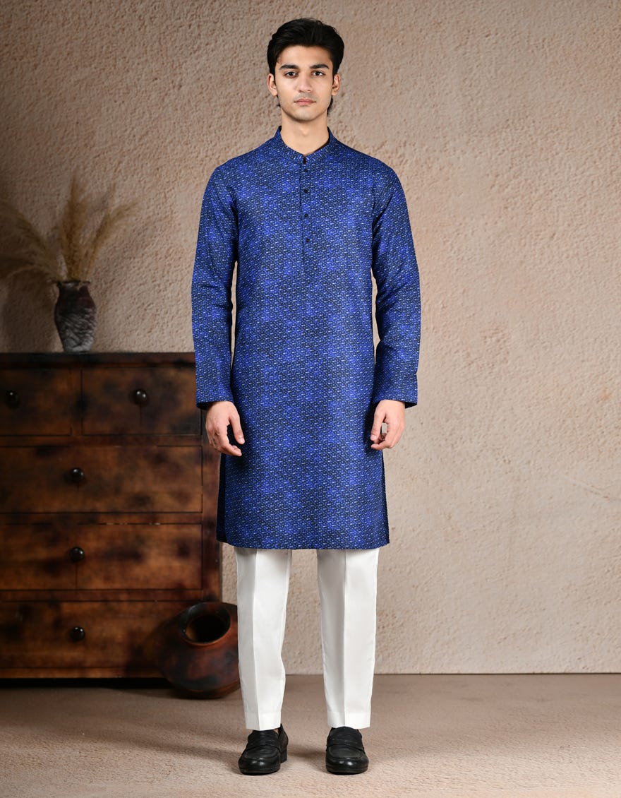 ELECTRIC BLUE COTTON CASUAL KURTA