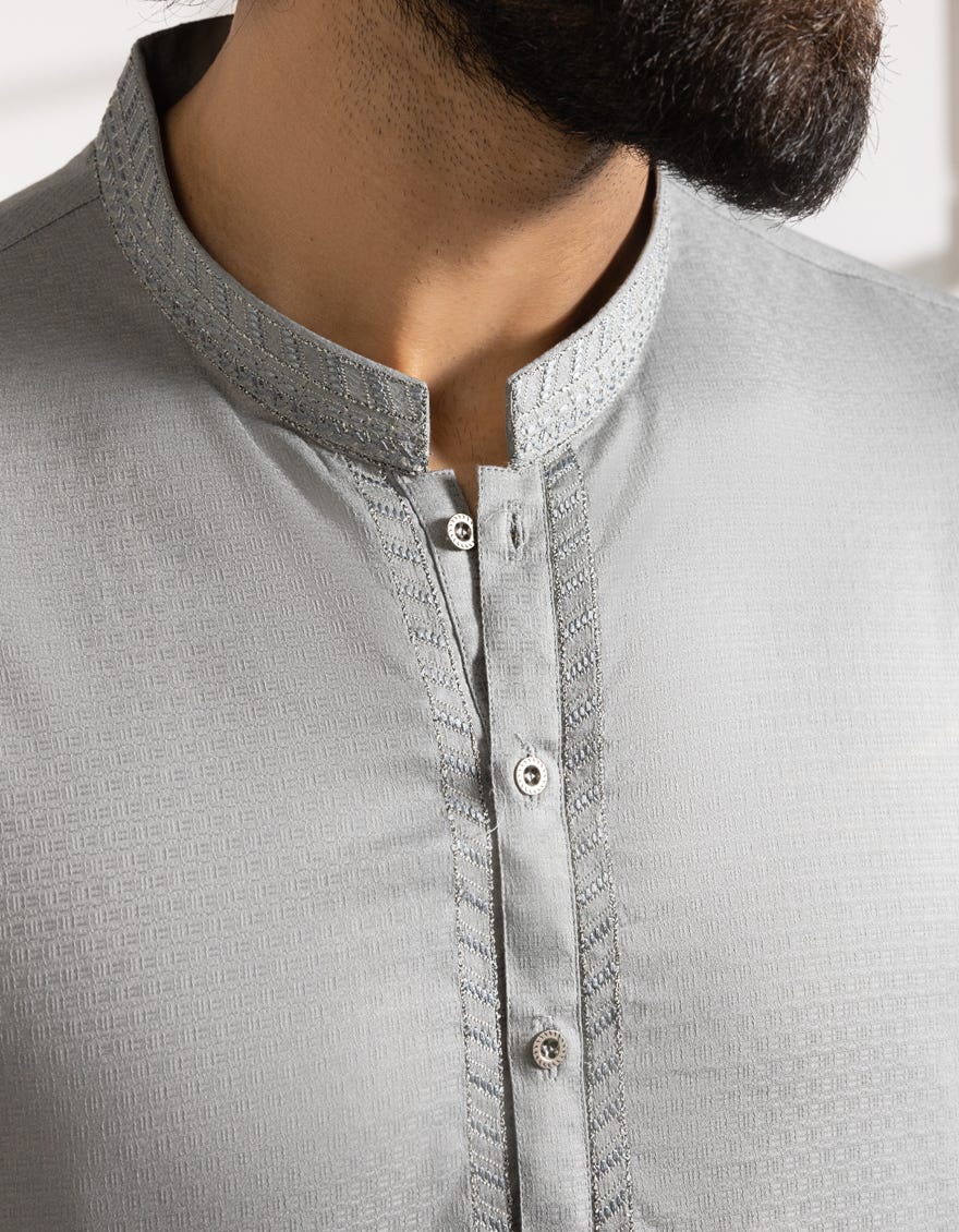 GREY COTTON SEMI-FORMAL KURTA
