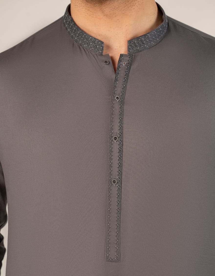 GREY COTTON SEMI-FORMAL KURTA