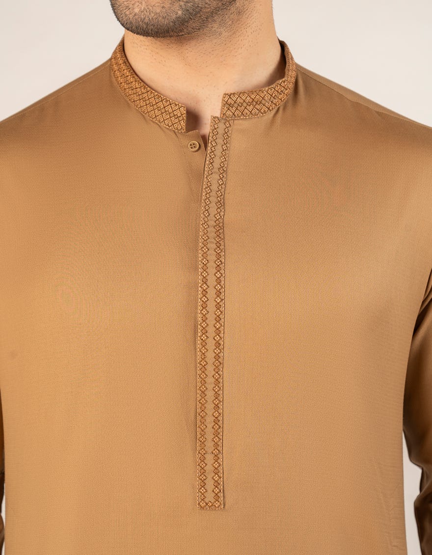 BEIGE COTTON SEMI-FORMAL KURTA
