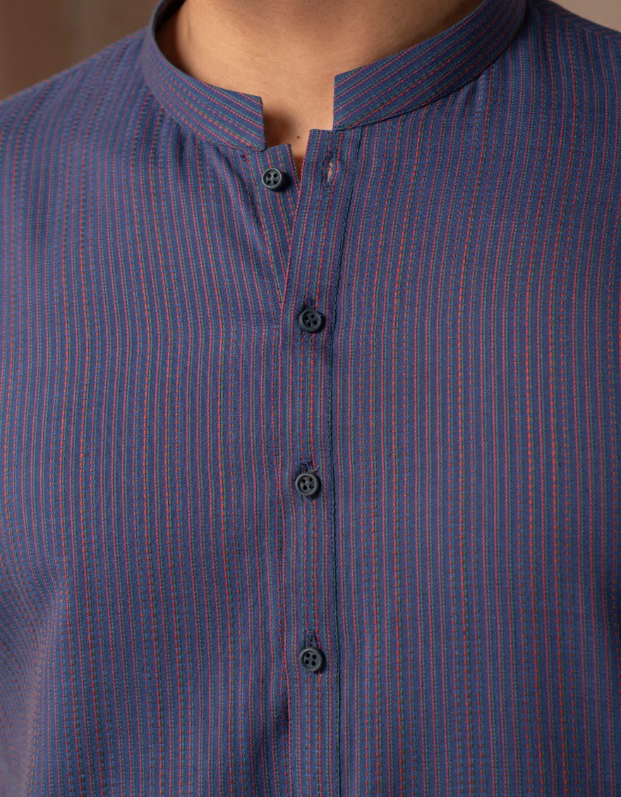BLUE COTTON BUNNAT CASUAL KURTA