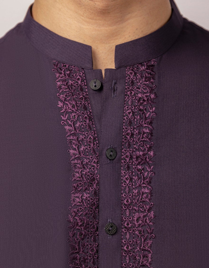 DEEP PURPLE BLENDED SEMI-FORMAL KURTA