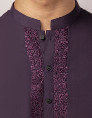 DEEP PURPLE BLENDED SEMI-FORMAL KURTA