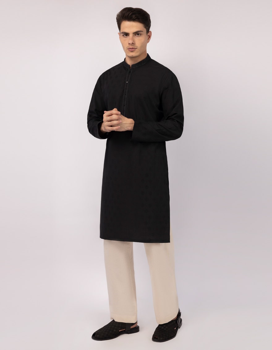 BLACK SEMI-FORMAL KURTA