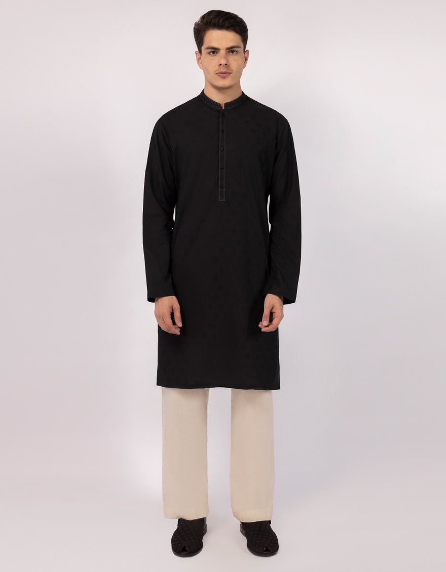 BLACK SEMI-FORMAL KURTA