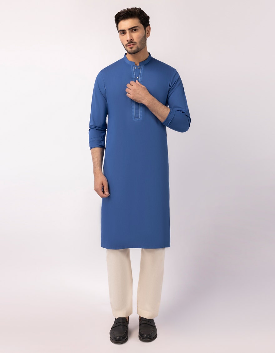 BLUE BLENDED SEMI-FORMAL KURTA