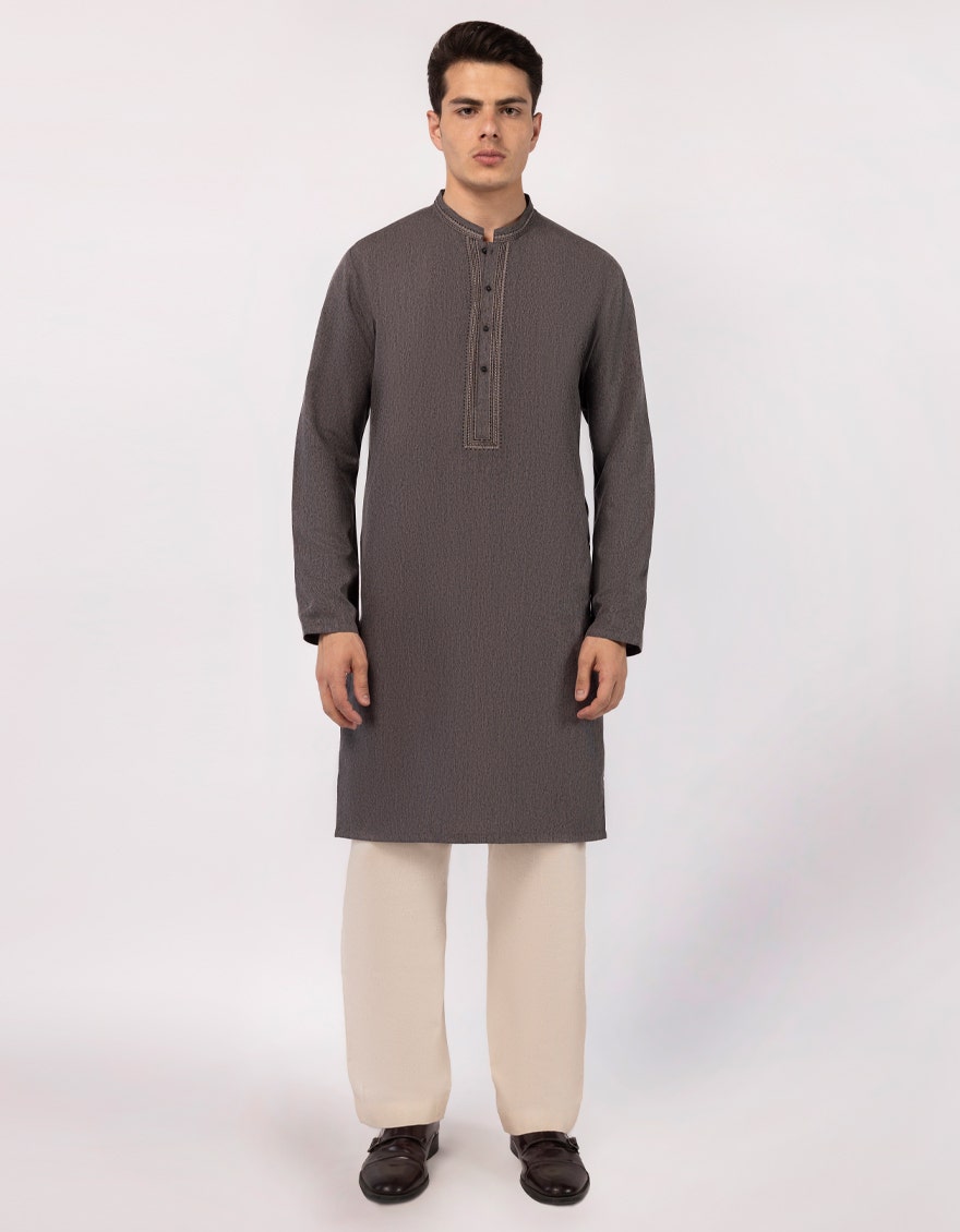 CHARCOAL GREY SEMI-FORMAL KURTA