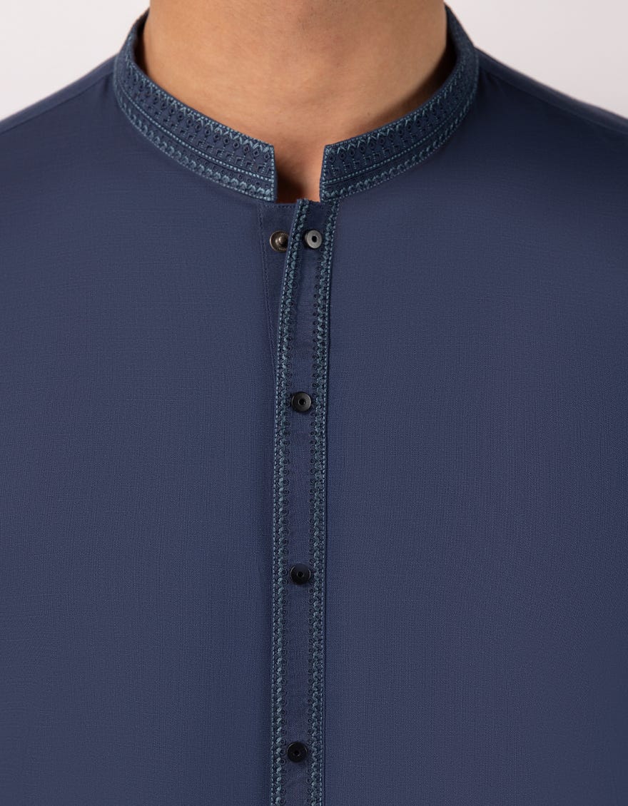 DARK BLUE COTTON SEMI-FORMAL KURTA
