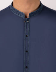 DARK BLUE COTTON SEMI-FORMAL KURTA