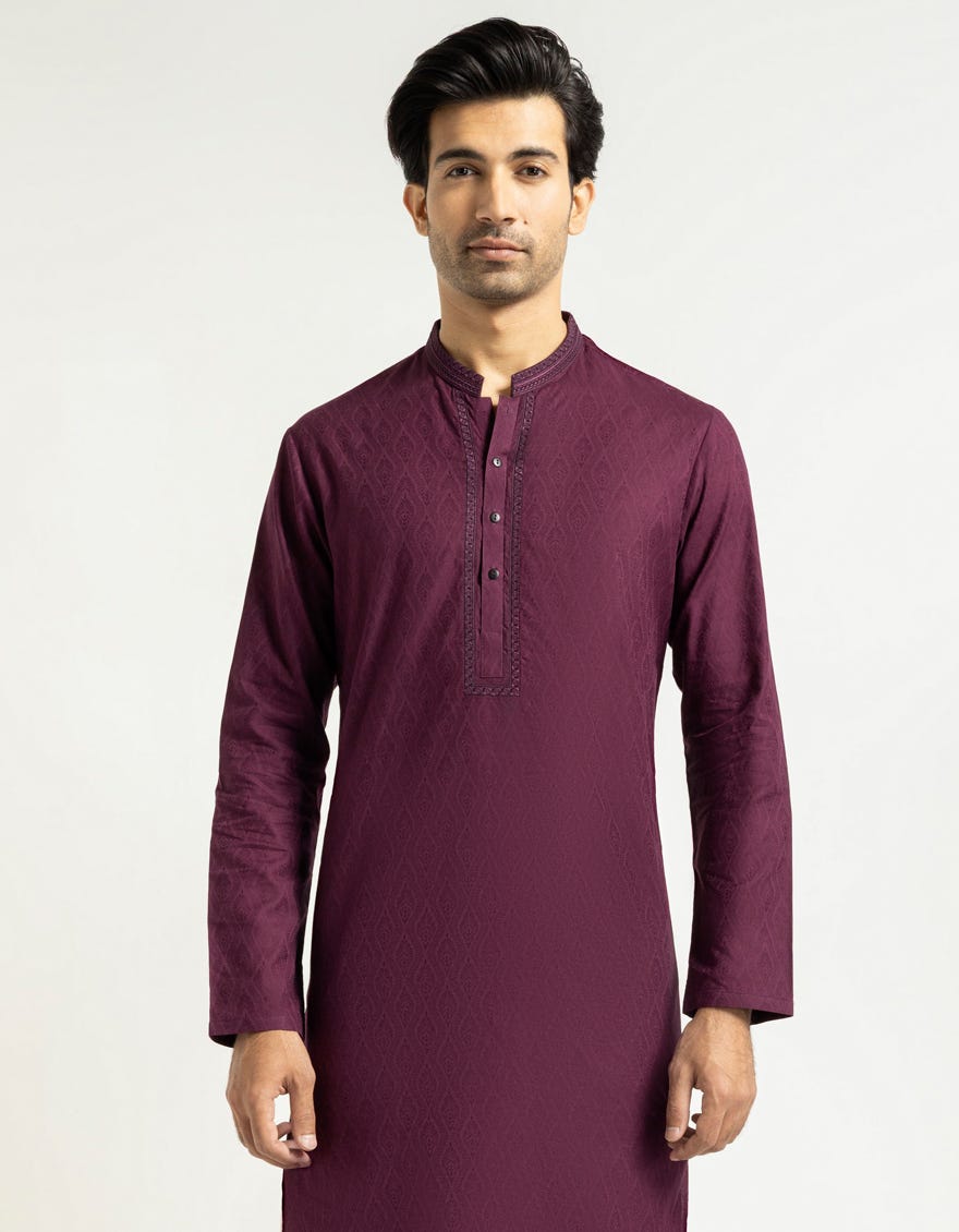 MAROON COTTON SEMI-FORMAL KURTA
