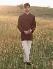 MAROON COTTON KURTA | JJK-A-34833
