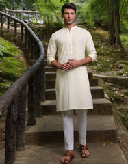 CREAM SCHIFFLI COTTON FORMAL KURTA