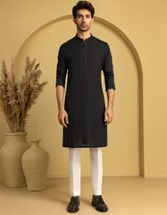 BLACK COTTON SEMI-FORMAL KURTA