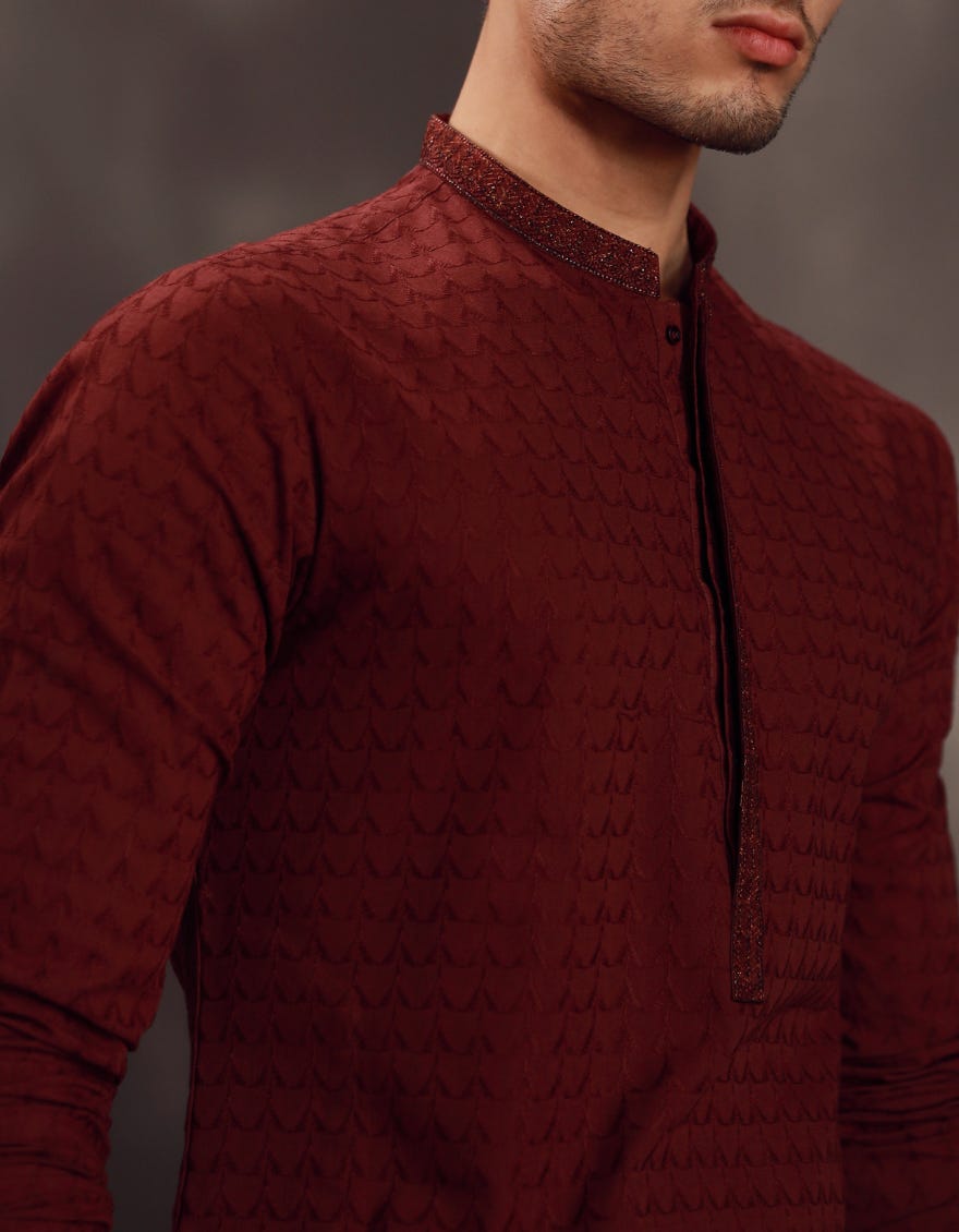 PLUM COTTON FORMAL KURTA